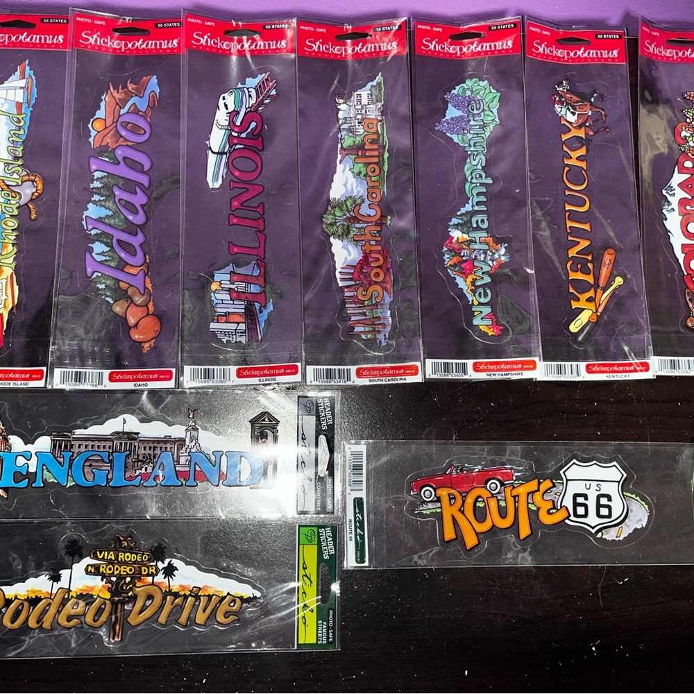 Stickopotamus 50 States & Travel Stickers Lot of 10 NEW Sealed